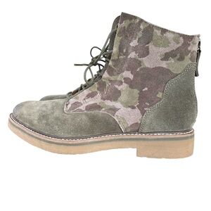 Comfortiva Renny Olive Camouflage Suede Leather Combat Boots 9 1/2 W
